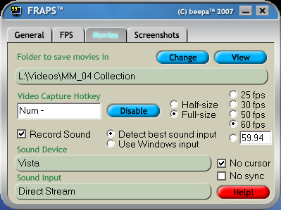 Fraps ---- Active Window Recorder A very simple, yet effective program that will record an "active" window that you currently have highlighted.