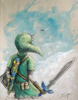 Beautiful Time Lapse Watercolor Painting of Link Zelda Dungeon