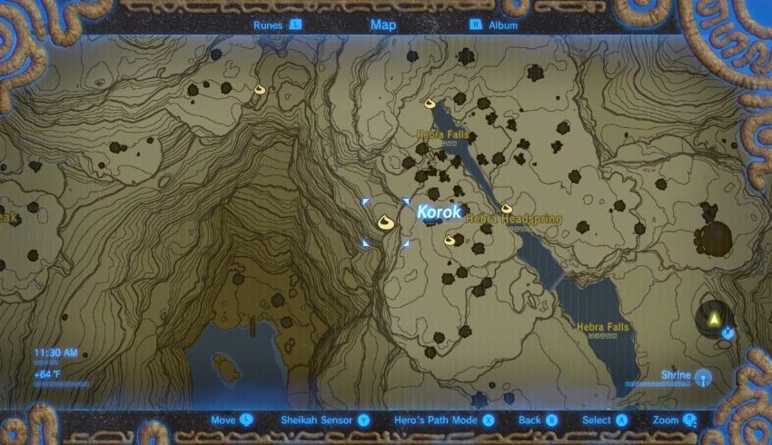 BOTW Hebra Shrine Map